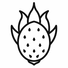 Dragon Fruit outline icon on white background	