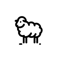 Happy sheep illustration in simple line art style  