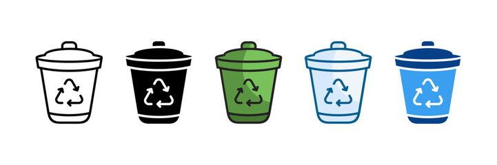 Recycle Bin Icon Set Multiple Style Collection