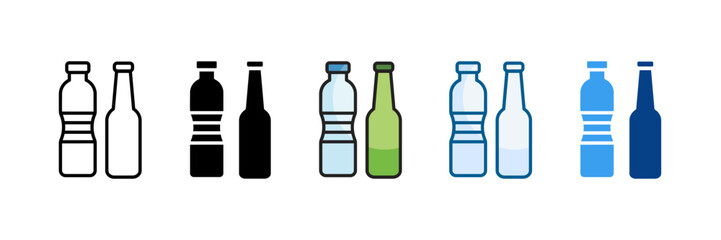Bottle Icon Set Multiple Style Collection