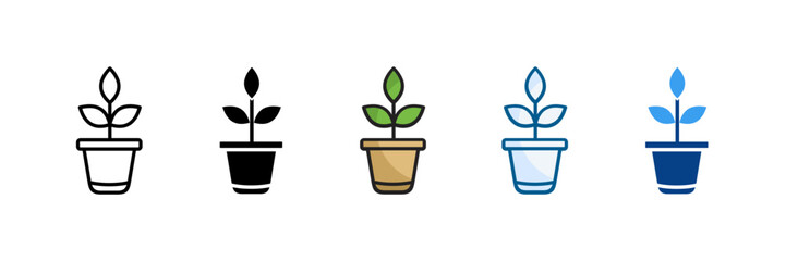 Plant Icon Set Multiple Style Collection