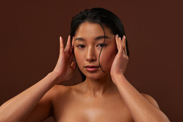 Fototapeta premium Asian woman isolated in the background