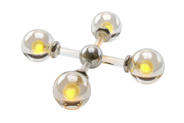 Illuminated Atom Model isolated on transparent PNG background