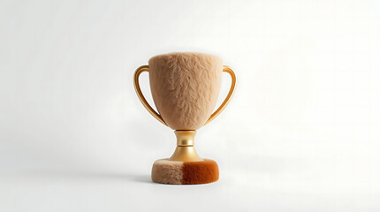 Plush Award Cup isolated on white background. 3d design element