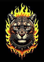 Intense Animals Portrait Surrounded by Fire V19