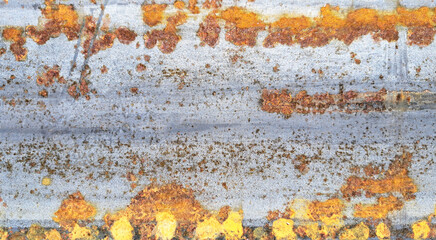 Rusty metal texture. Industrial decay background. Corroded steel surface. Weathered and aged material. Abstract grunge pattern. Orange and brown rust. Old damaged construction surface.