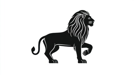 Strolling Lion Symbol, Isolated on White. Great for heraldry, graphics, tattoos