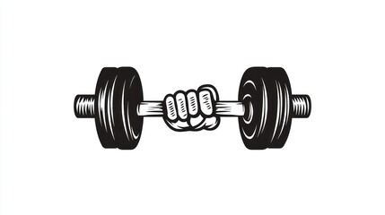 Strong hand gripping dumbbell; fitness, workout