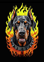 Intense Animals Portrait Surrounded by Fire V17