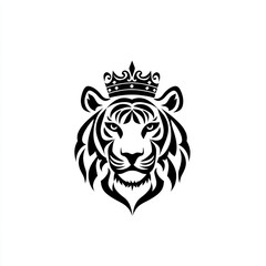 Crowned Tiger Head, Majestic Animal Portrait