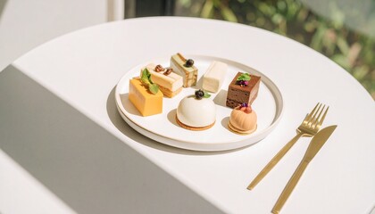 美しいデザート、シンプルな皿の上