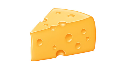 A triangular wedge of yellow Swiss cheese with distinct holes, set against a dark backdrop, offering a simple, visually appealing design.