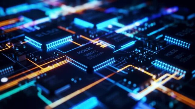 Exploring the intricacies of a modern computer circuit board in vivid detail
