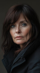 Fototapeta premium portrait of a woman 60+, studio shooting, brunette light makeup