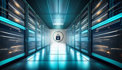 design an image of a secure server room with multiple layers of protection