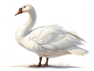 Obraz premium White domestic goose isolated on transparent with white background 