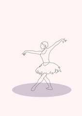 Line art of a ballerina or classic female dancer