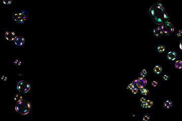 Soap bubbles isolated on a black background