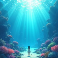 Fototapeta premium Underwater Light and Shadow Art Scene