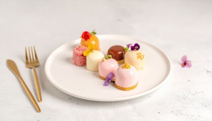 美しいデザートの乗った皿