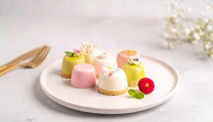 美しいデザートの乗った皿