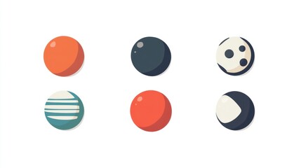 Colorful spheres; various textures, white background; app icon design