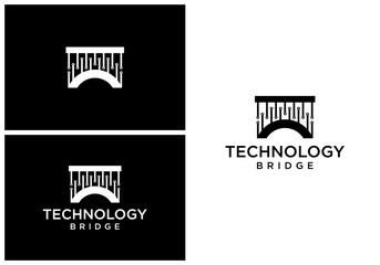 bridge logo design with technology concept