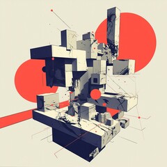 Abstract futuristic geometric pattern with minimalist design, digital art background featuring modern technology concept. 