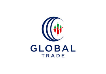 trading logo vector design, global trading currency investment logo.