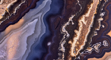 Obraz premium blue in brown and grey agate structure