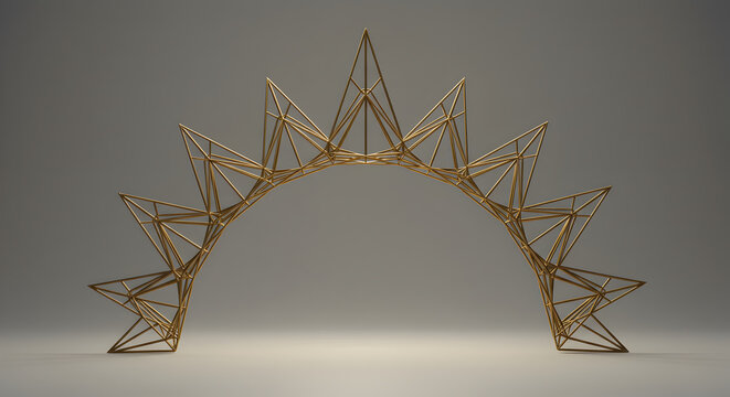 Geometric Golden Archway Creates a Sense of Openness and Modern Design