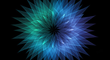 Obraz premium Abstract Geometric Petals Radiating Light on a Dark Backdrop Illustration