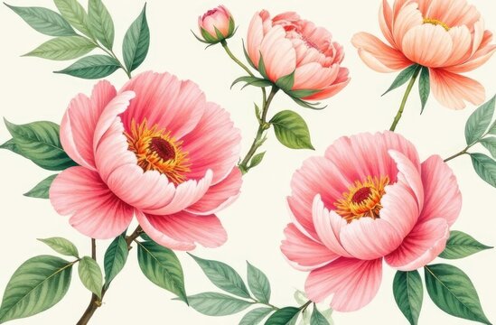 Peonies pattern, aop all over print with flowers, floral Peony