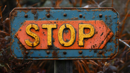 A weathered roadside stop sign, symbolizing traffic safety and road awareness
