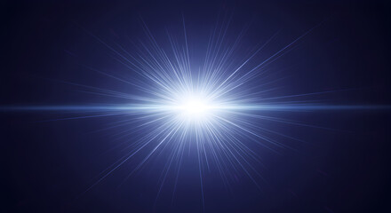 Radiant Light Bursts Out From Center On Dark Blue Background