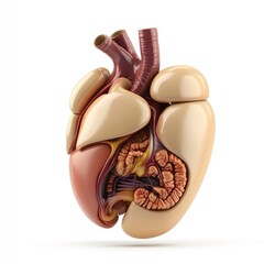 Obraz premium Detailed anatomical illustration of the human heart and associated organs.