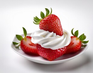 strawberry with whipped cream or white background