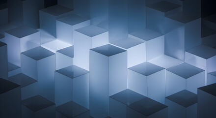 Dynamic Cubic Arrangement With Luminous Accents For Visual Excitement