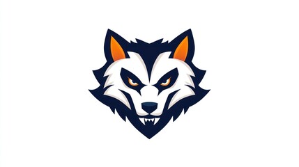 Obraz premium Angry wolf head logo, white background, mascot design, sports team