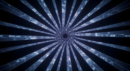 Obraz premium Abstract Radiating Crystal Forms Emanating From Black Void Into Dark Infinity