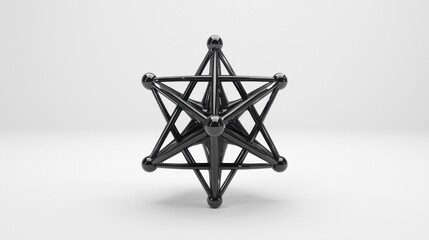 A 3D rendering of a black wireframe star.