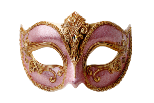 Ornate pink mask isolated on transparent PNG background