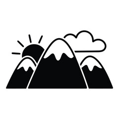 Mountain Range Doodle funny, Silhouette, Vector, Icon, Logo, White Background.