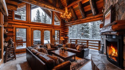 Cozy Winter Log Cabin Getaway: A Luxurious Mountain Retreat with Breathtaking Views