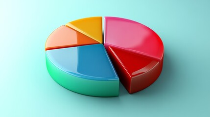 Obraz premium Clear D pie chart with thin slicing and minimal color contrast