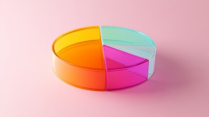 Obraz premium Clear D pie chart with thin slicing and minimal color contrast
