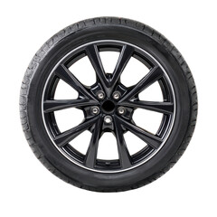 Obraz premium Car tire with black rim isolated on transparent PNG background