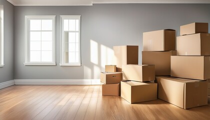 empty room with boxes moving house
