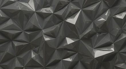 Abstract Glossy Dark Geometric Background with Sharp Facets and Reflections
