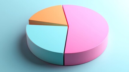 Obraz premium Simple parted D pie chart with bright but soft tones and no text